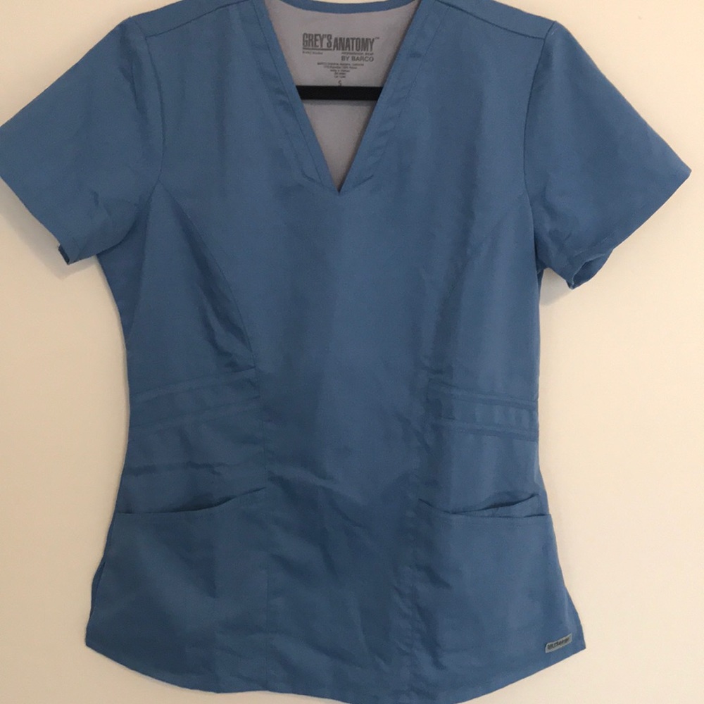 Denim blue scrub top